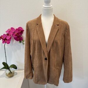 CHICO’S women’s Faux Suede Blazer/Jacket, Tan/Brown Size 3